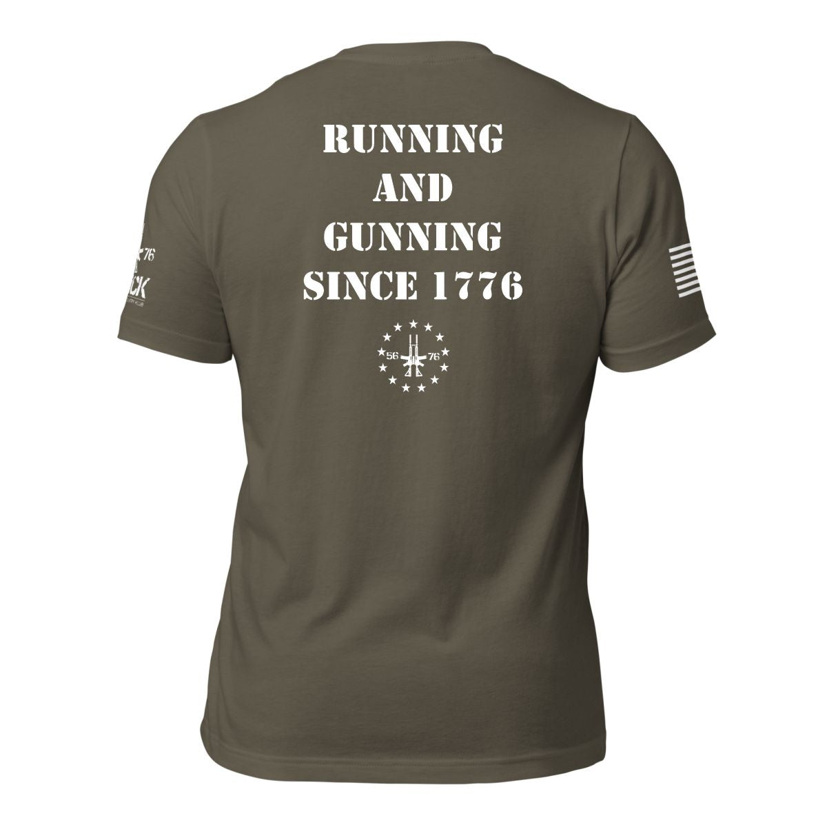 RUNNING AND GUNNING SINCE 1776 PATRIOTIC T-SHIRT